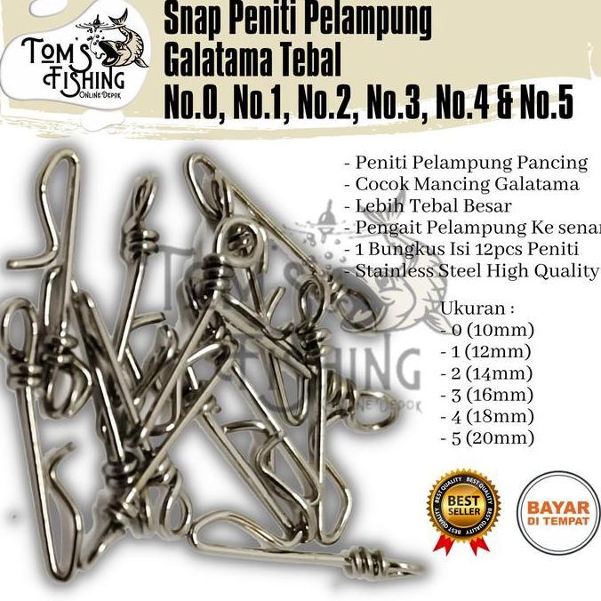 Snap Peniti Pelampung Galatama Pancing Lebih Besar & Tebal (10mm - 20mm) Perbungkus Isi 12pcs Murah 