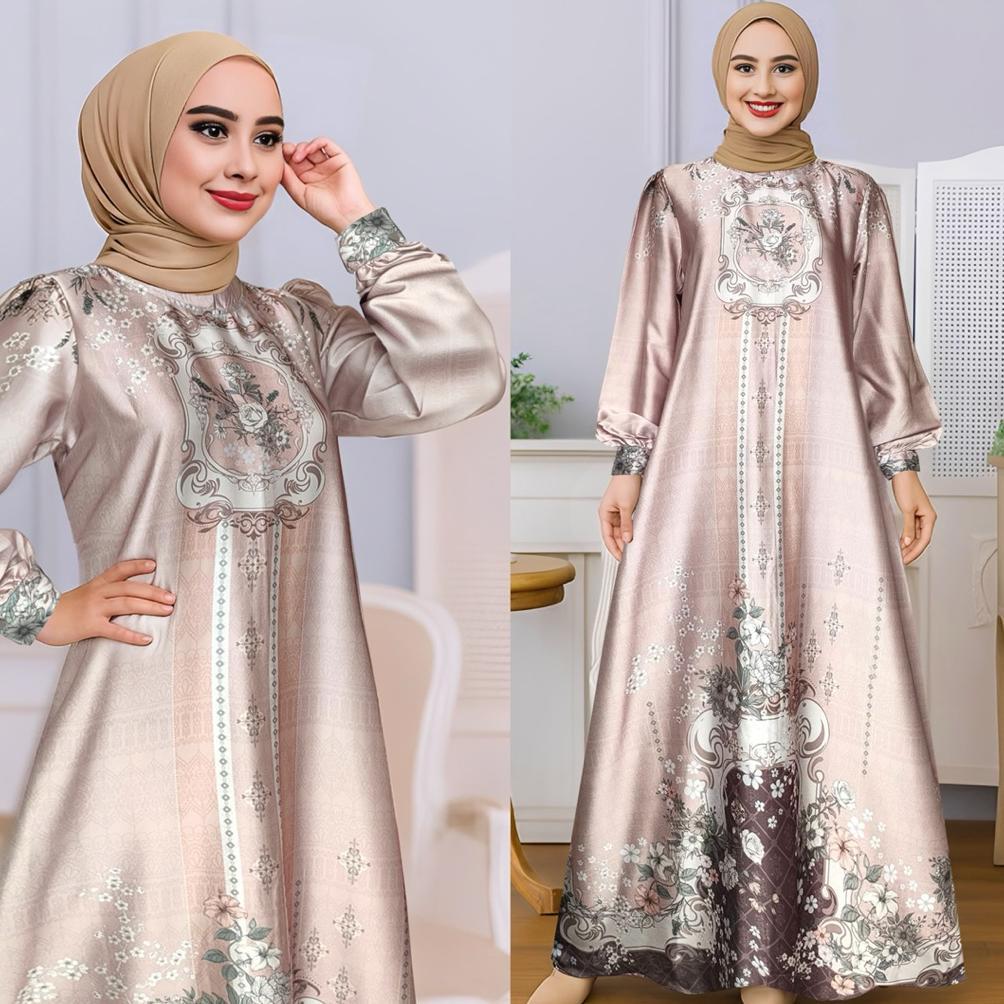 Tiara Dress |Gamis Arabian Silk Motif |Gamis Pesta Bahan Silk Premium|Gamis Lebaran Terbaru