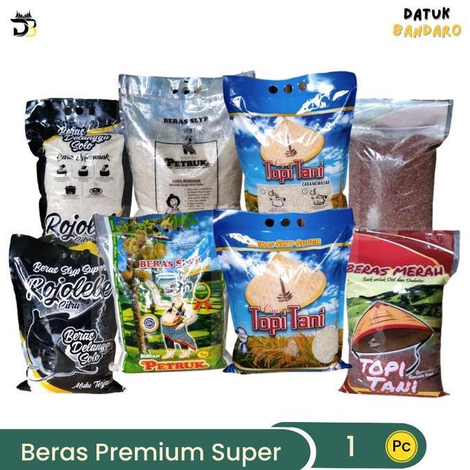 pratamashopsembilan - beras 5 kg rojolele bunga ramos bmw daun suji petruk merah 5kg nasi bubur rice