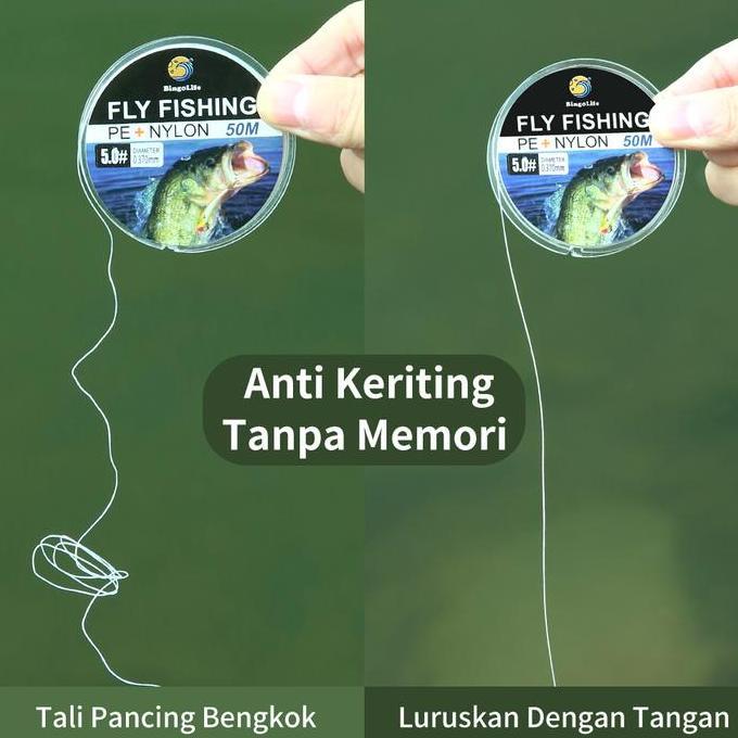 Senar Pancing Nilon+PE Senar Pancing Kecil Kuat Fly Fish Anti Keriting