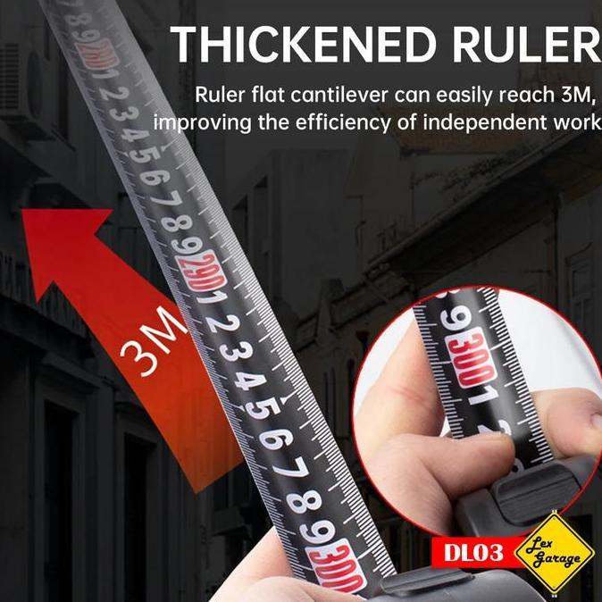 Meteran Tukang Bangunan 3 5 10 Meter Premium Measuring Tape Hitam original