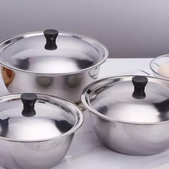 Mangkok Baskom Wadah Kobokan Stainless Dengan Tutup Waskom Enamel Bunga Tahan Karat Baskom Tutup