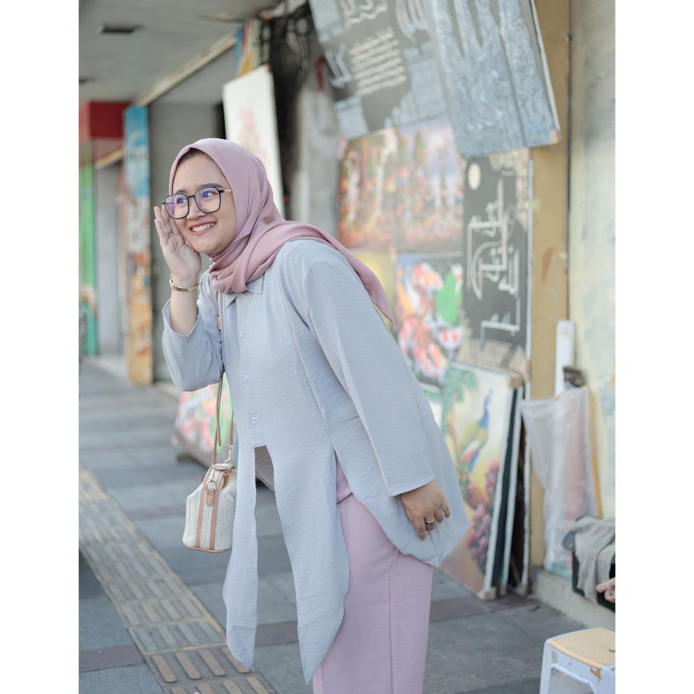 Reyra Tunik Crinkle | Kemeja Atasan Wanita | Tunik Crinkle Oversize Dress Original