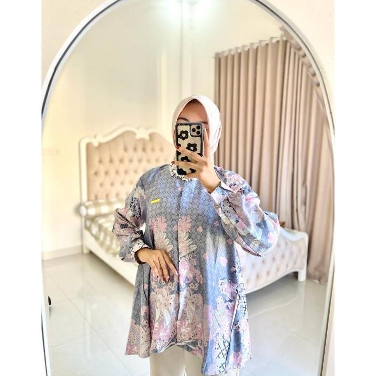 Zize Tunik Motif Bunga Silk Premium Original