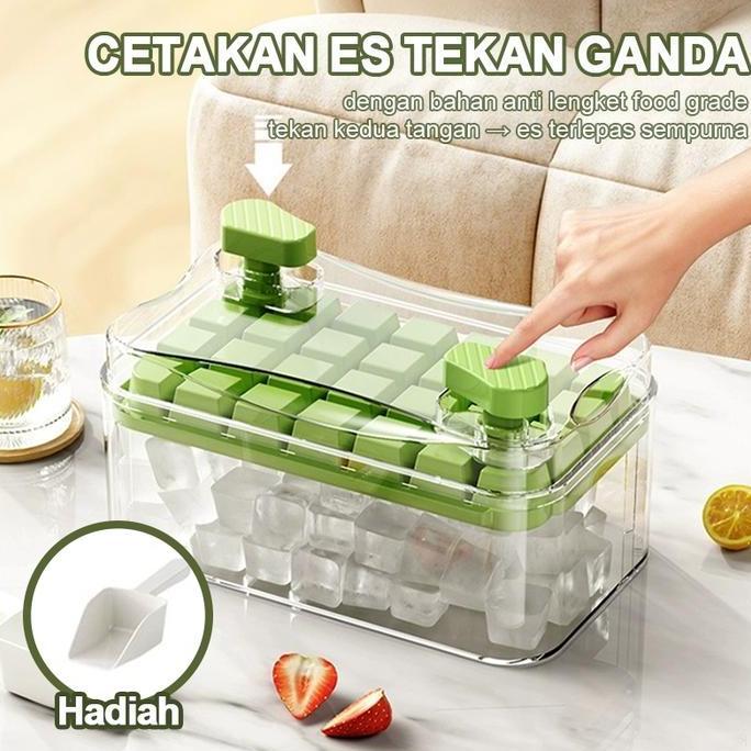 Cook- Jc Ice Cube Maker 28 Grid Cetakan Es Batu Kristal Transparan, Pembuat Es Batu Mini Praktis, Te
