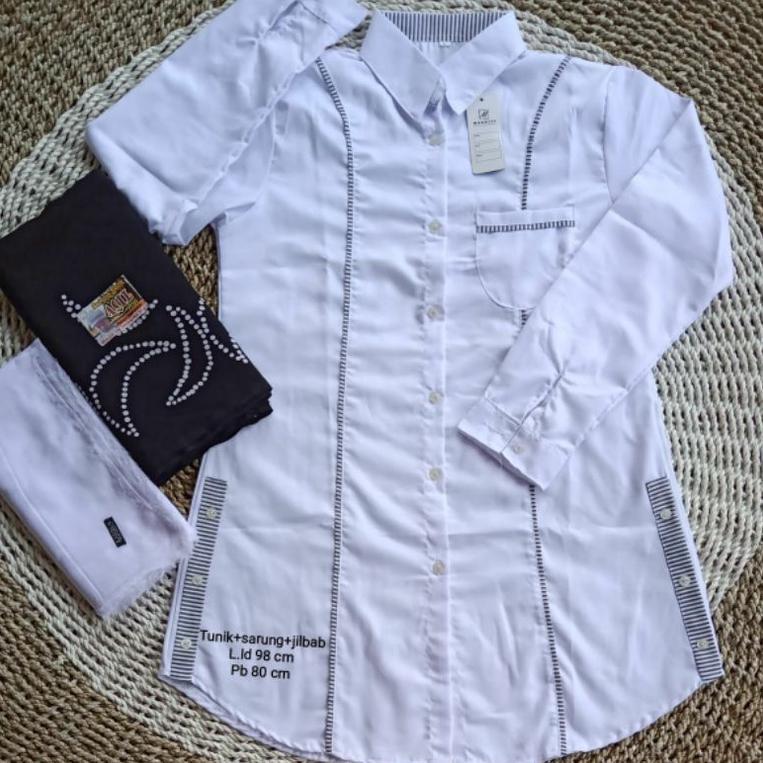 Baju Santri Putri | Tunik Santri Putri Toyobo Putih Polos | Tunik Santriwati | Atasan Santriwati| At