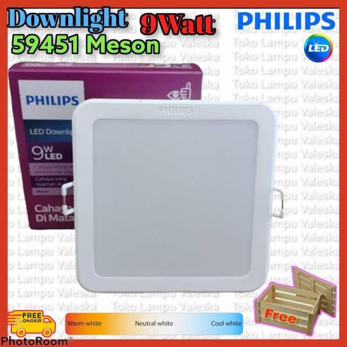59451 Downlight Meson Persegi Philips 9Watt 6500k/3000k - Putih