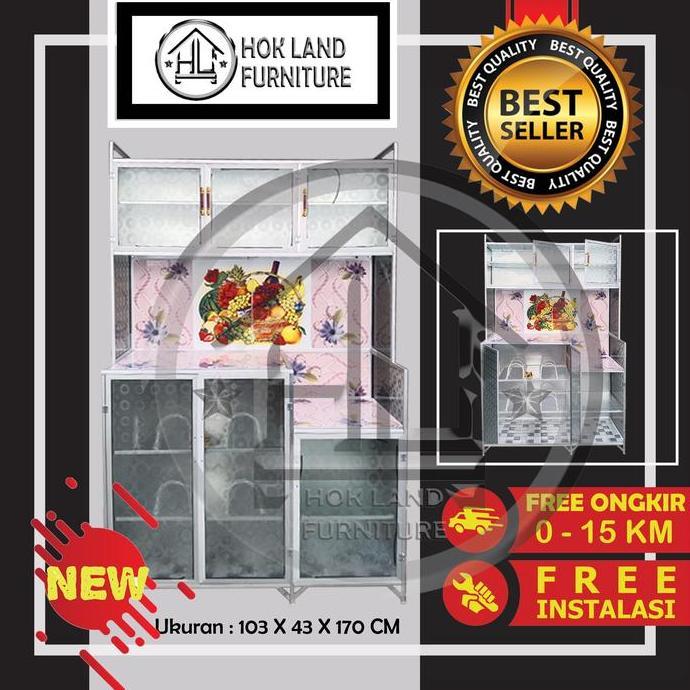 HANYA JABODETABEK Rak Lemari Tempat Piring Kaca Almunium 3 tu Minimalis Murah /99