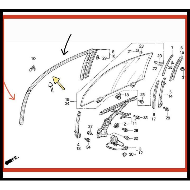BEST DEAL S5H KARET RUN CHANNEL KACA JENDELA PINTU HONDA CIVIC ES VTI VTIS CENTURY 2001 2002 2003 20