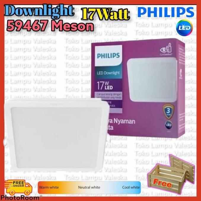 59467 Downlight Meson Persegi Philips 17Watt 6500k/3000k - Putih