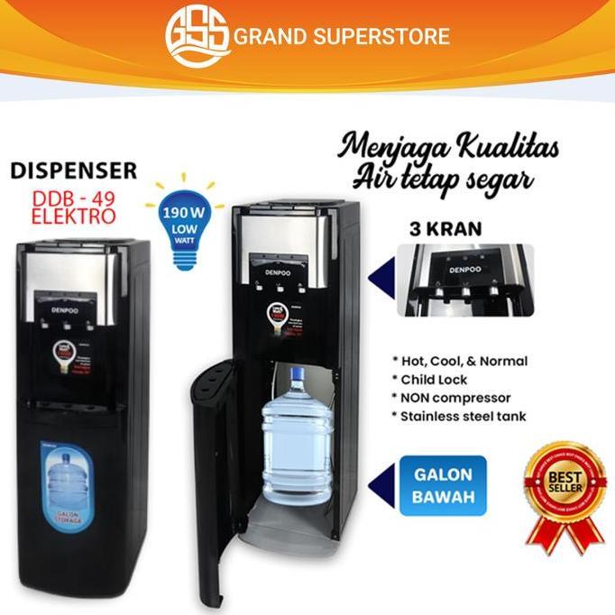 Denpoo DDB 49 Dispenser Galon Bah Non Kompresor 3 Kran Stainless Steel