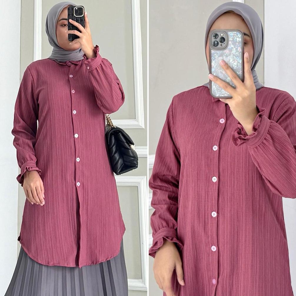 Fanny Tunik By Zalfa Outfit / Baju Atasan Wanita Muslim Tunik Kerja Kuliah Basic Polos Lady Crush Pr