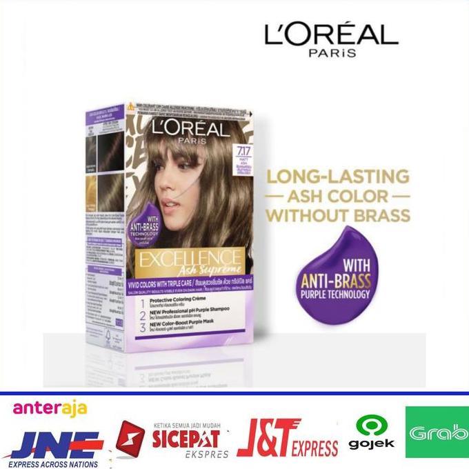 pewarna rambut Loreal excellence ash supreme 7.17 Matt ash cat rambut