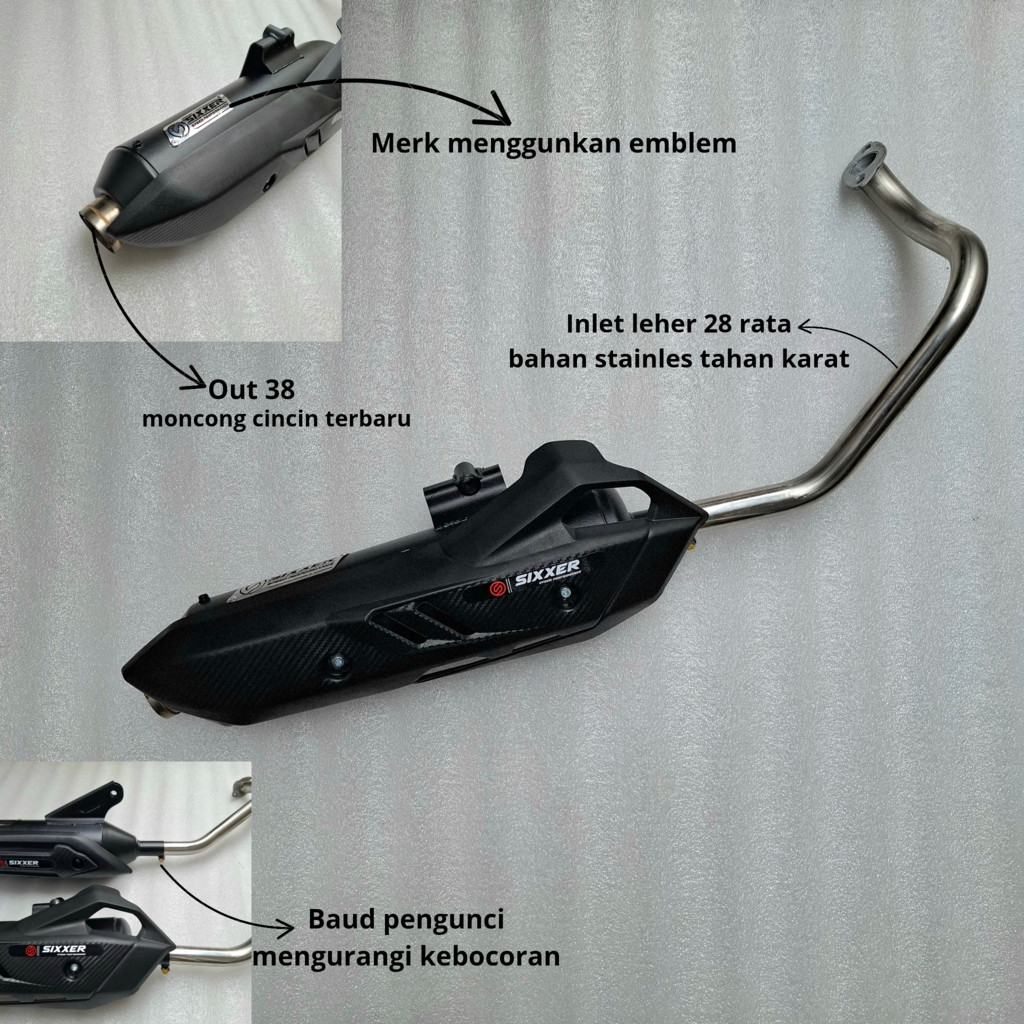 Knalpot Nmax Old/New Standar Racing Suara Bass Adem Sarful Free Laser Nama Original Sixxer