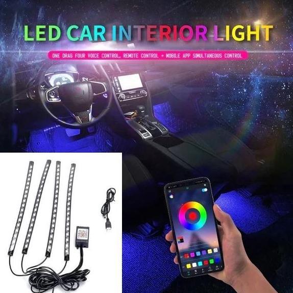 Lampu LED Strip Kolong Dashboard Mobil RGB Light LED USB Remote
