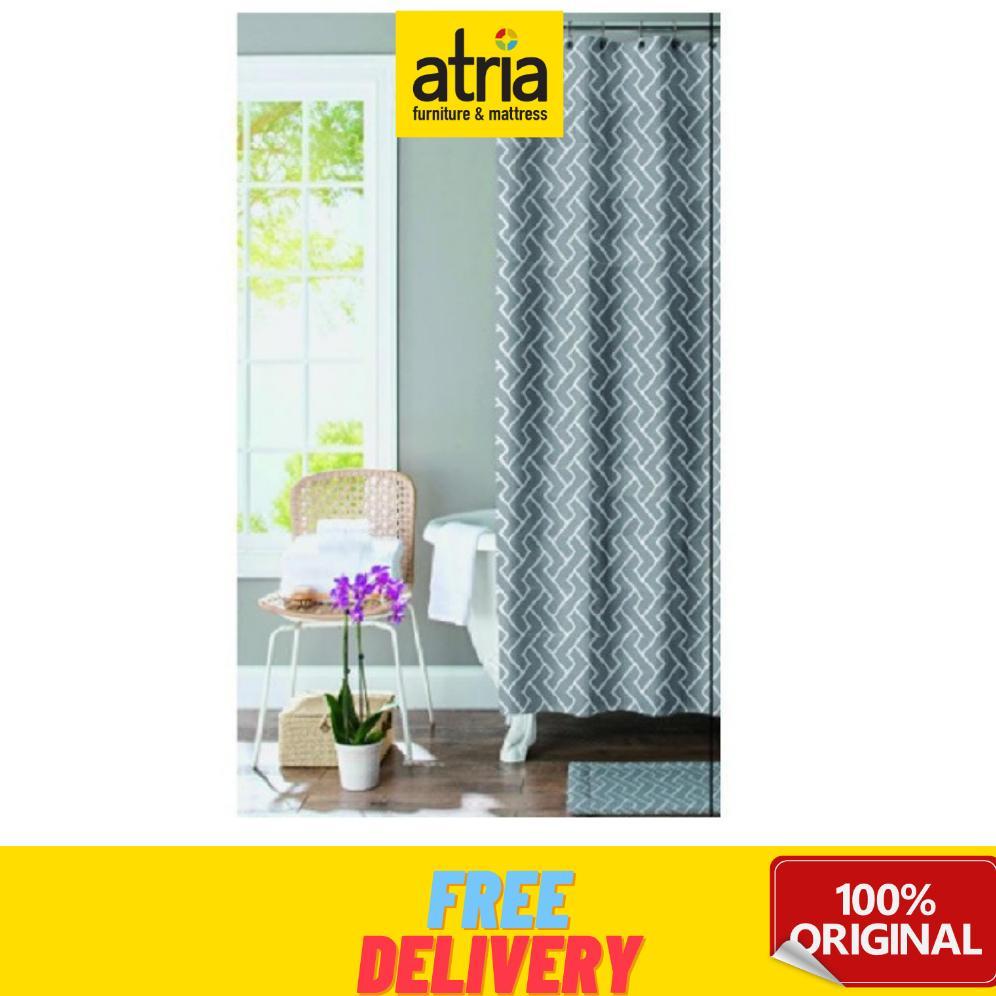Atria Furniture Herringbone Polyester Tirai Kamar Mandi Motif Owl