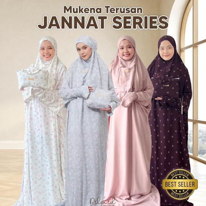 Mukena Dewasa Terusan Motif Jannat Series By Bilza - Mukena Sholat Mukena Travel Panjang Bahan Rayon