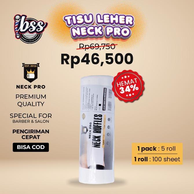 Ryokoo- Neck Pro Tisu Leher Barbershop Premium  1 Slop / Tisu Leher Hitam / Tisu Leher Putih / Paket