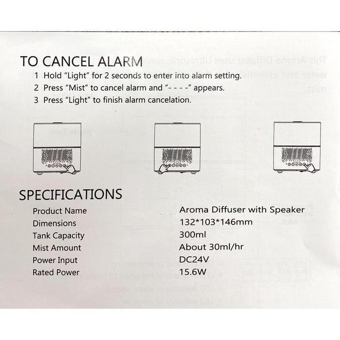 Aroma Diffuser 300ml Essential Oil Diffuser With LED light Speaker