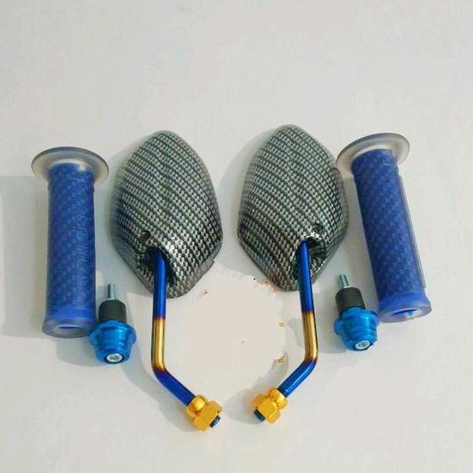 {paket promo} spion beat mini+hangrip pelangi+Jalu as roda+stempel kaca variasi motor Honda beat Var