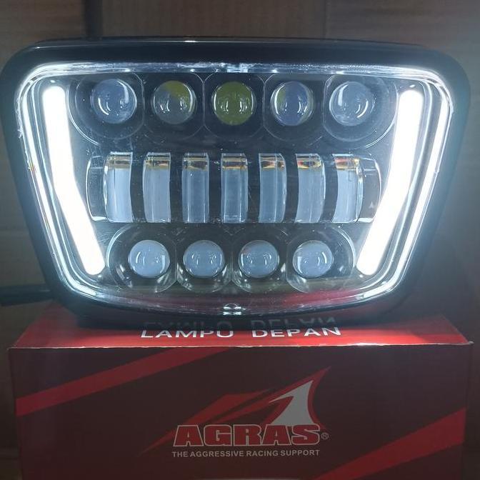 Promo LAMPU DEPAN RX KING NEW OVAL REFLEKTOR HEAD LAMP DEPAN 16 LED KOTAK RX-KING NEW AGRAS SUPER TE