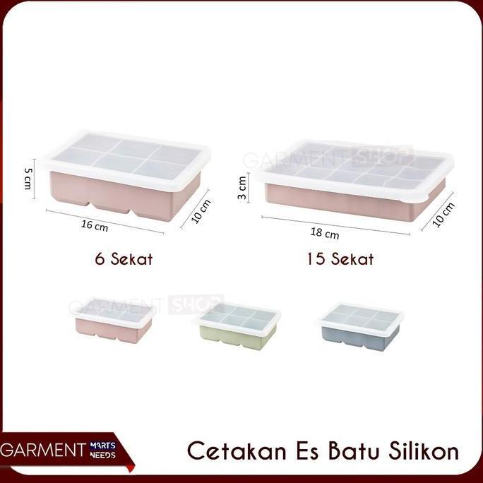 Cetakan Cube Es Batu Silikon Elastis Ice Cup Jelly Buah Bentuk Kotak Dengan Wadah Penutup