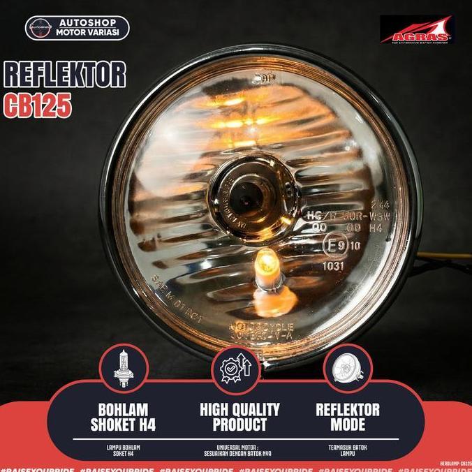 Promo Lampu Depan CB125 Classic 5.75 H4 Headlamp Motor Retro Batok Chrome Original Agras Diskon