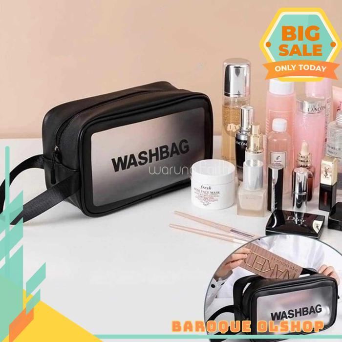WASHBAG TAS KOSMETIK POUCH MAKE UP TRAVEL BAG WASH BAG TRANSPARAN /  TAS KOSMETIK TRANSPARANT WASHBA