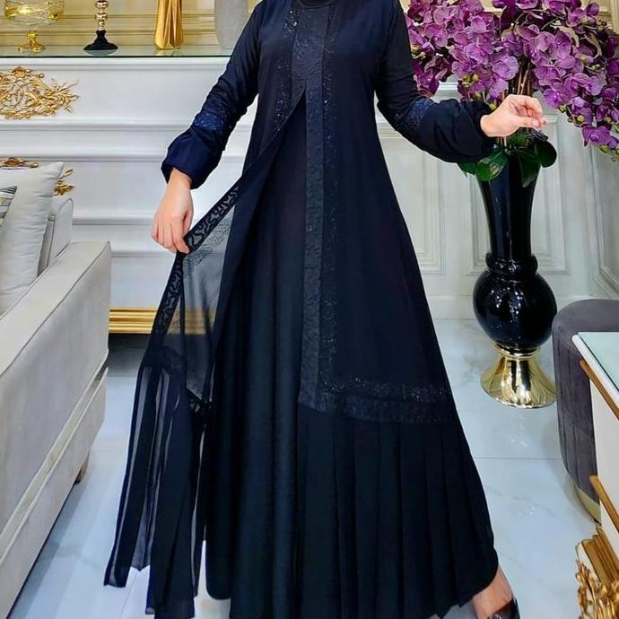 Wxwxw- Galeri Sicantik - Cod - Gamis Abaya Turki Hitam Polos 2024 - Abaya Hitam Motif Polos Lengan B