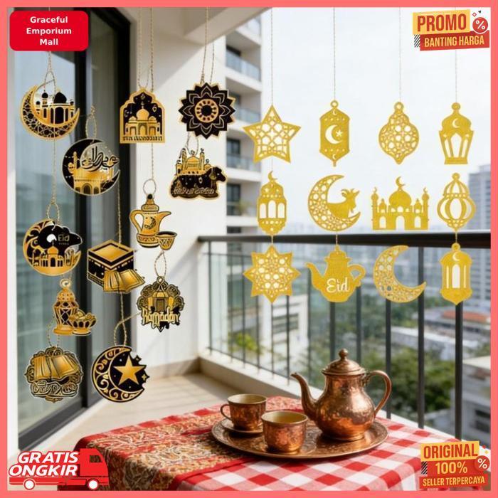 Sale 12Pcs Ramadhan Ornamen Dekorasi/Pengajian/Dekorasi Islami/Idul Fitri Lebaran Ramadhan Bulan