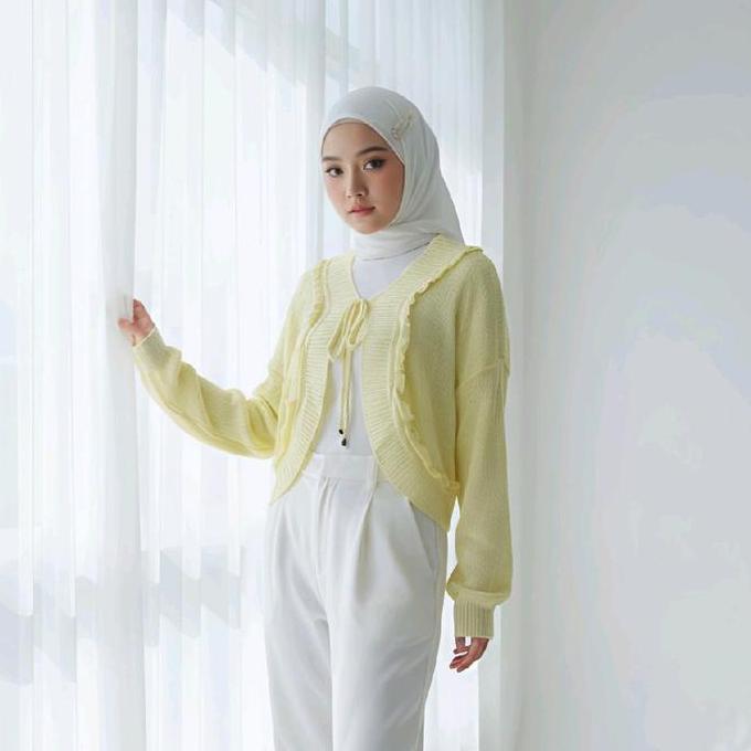 Pevita Bolero Crop Cardigan Outer Knit Tali Pita Coquette Lengan Panjang Wanita Kardigan