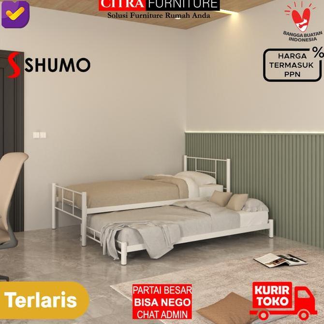 Terlaris Ranjang Besi Sorong Minimalis 2 In 1 | Dipan Rangka Tempat Tidur Besi