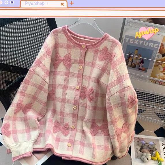 PYOSHOP - Cardigan Oversize Knitwear Premium Model Pita Besar Wanita Pastel
