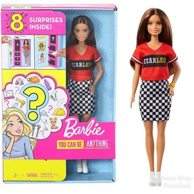 Boneka Mattel Barbie Surprise Career Doll Brunette & 3 set baju