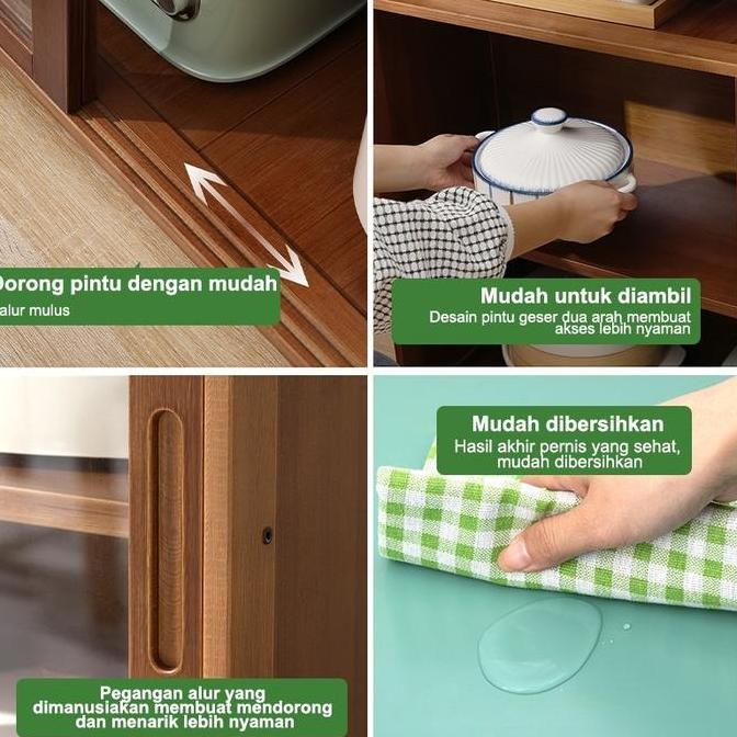 Grosir [Dh]Lemari Dapur Rak Oven Microwave Rak Oven Kitchen Rack Lemari Penyimpanan Samping Anggur T