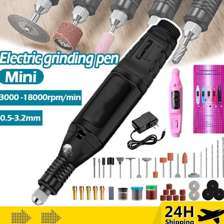 NEW Bor Mini / Alat Ukir Grafir / Gerinda Listrik Mini / Pen Ukir / Pedicure Manicure Machine Set/me