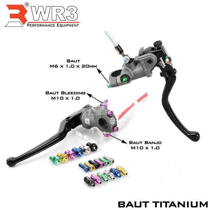 Promo Baut Titanium L WR3 Small Head Uk. M5 Baut 8 Kunci L4 / M6 Baut 10 Kunci L5 Untuk Mirror Holde