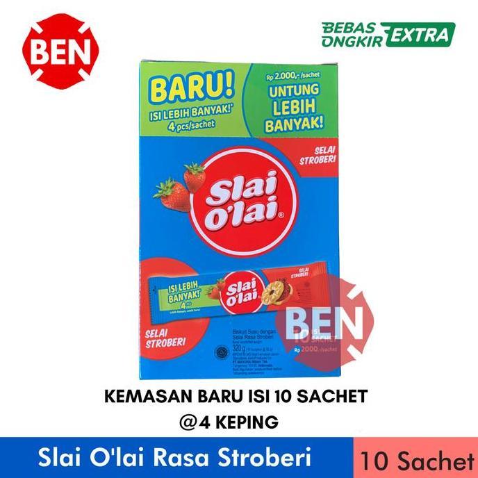 Snack- Slai Olai 1 Pak Box Dus 12 Pcs Bks Selai Stroberi Strawberry OLai