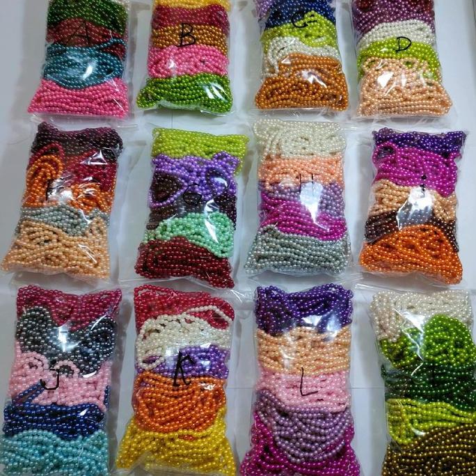 Payet mutiara ringan 20renteng ukuran 4mm / payet kalung / mutiara campur warna / payet juntai DS