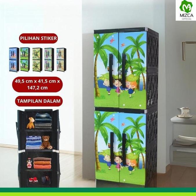 FLASH SALE - MIZCA Lemari Pakaian Plastik KINARA Lemari Kunci Lemari Susun Lemari Stiker Karakter Ra