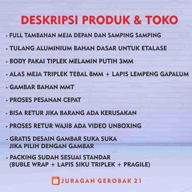 Terlaris Ready Stok Booth Portable Jumbo Sekat Meja Samping Gerobak Lipat Meja Usaha / Dagang Portab