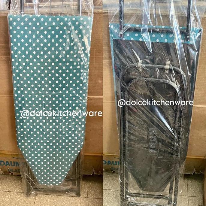 BEBAS ONGKIR - Meja Setrika Lipat Kaki Pipa Besi Lapis Tebal Motif Polkadot Bunga Kembang