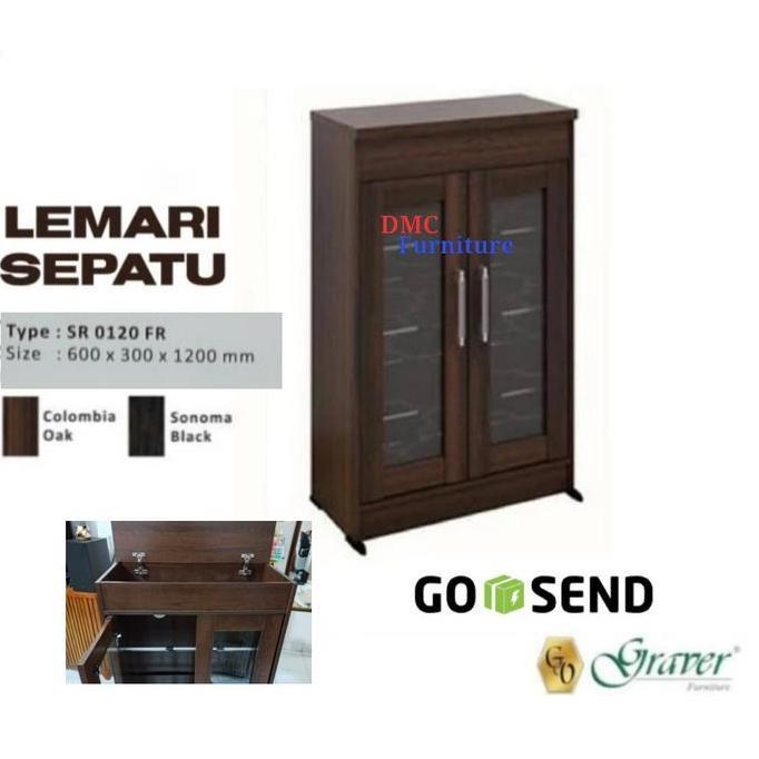 CUCI GUDANG - Rak Sepatu Lemari sepatu Kaca 120 Bandung