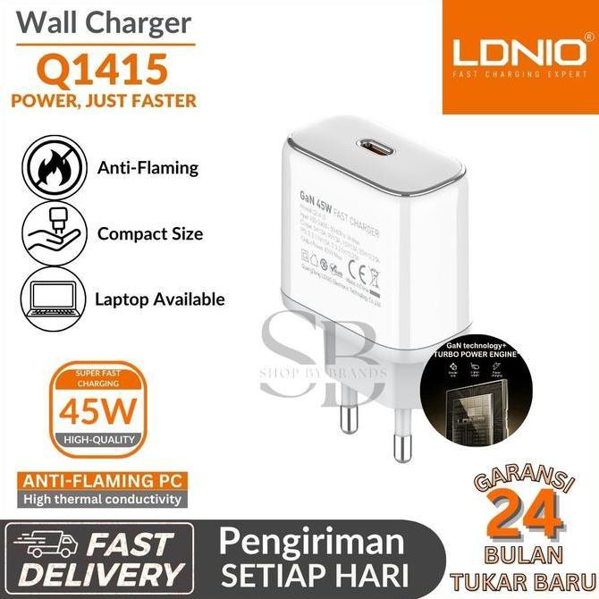 TERMURAH - Travel Wall Charger LDNIO Q1415 45W GaN Technology PD/QC3.0 Laptop Available Super Fast C