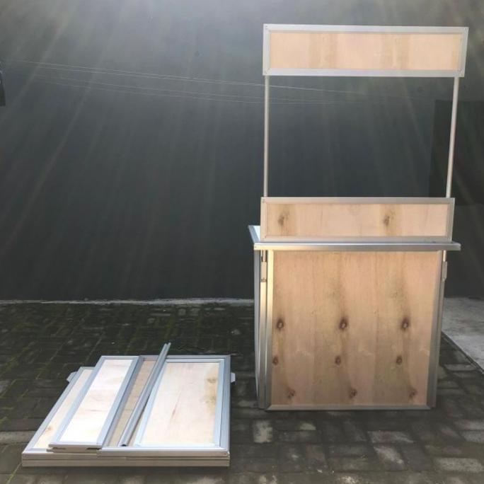 Terlaris Terlaris Booth Portable Gerobak Lipat Meja Rombong Jualan Alumunium