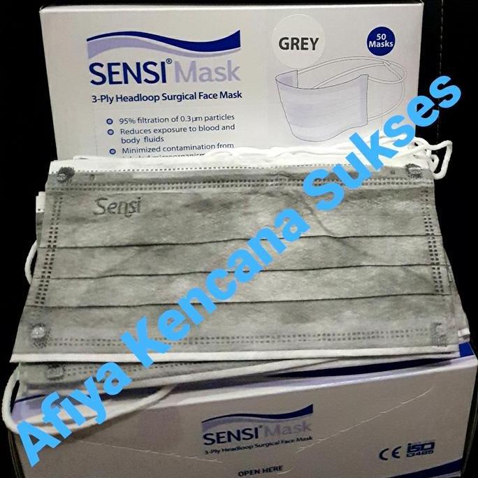 HARGA GROSIR - Masker sensi headloop 50 abu abu / grey