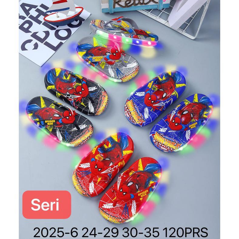Termurah / Hot Sale Sandal Lampu Led Anak Motif Spidi Spiderman Import Flip Flop