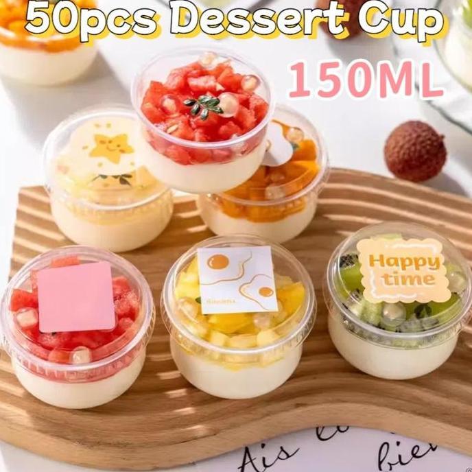 NALPABHI 50pcs Dessert Cup Box  Cangkir Cup Dessert Box Mini 150ML Kotak Dessert Box Dus Mika Kue De