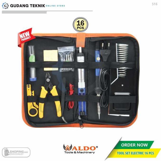 GUNMED Tool Kit Set 16 PCS ALDO 516 / Electric Tool Set ALDO 516 - Kunci Set