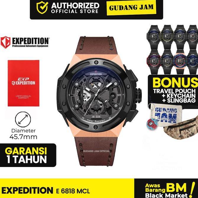 Terlaris Jam Tangan Pria Expedition E 6818 Mcl E6818Mcl E 6818 E6818 Leather Strap